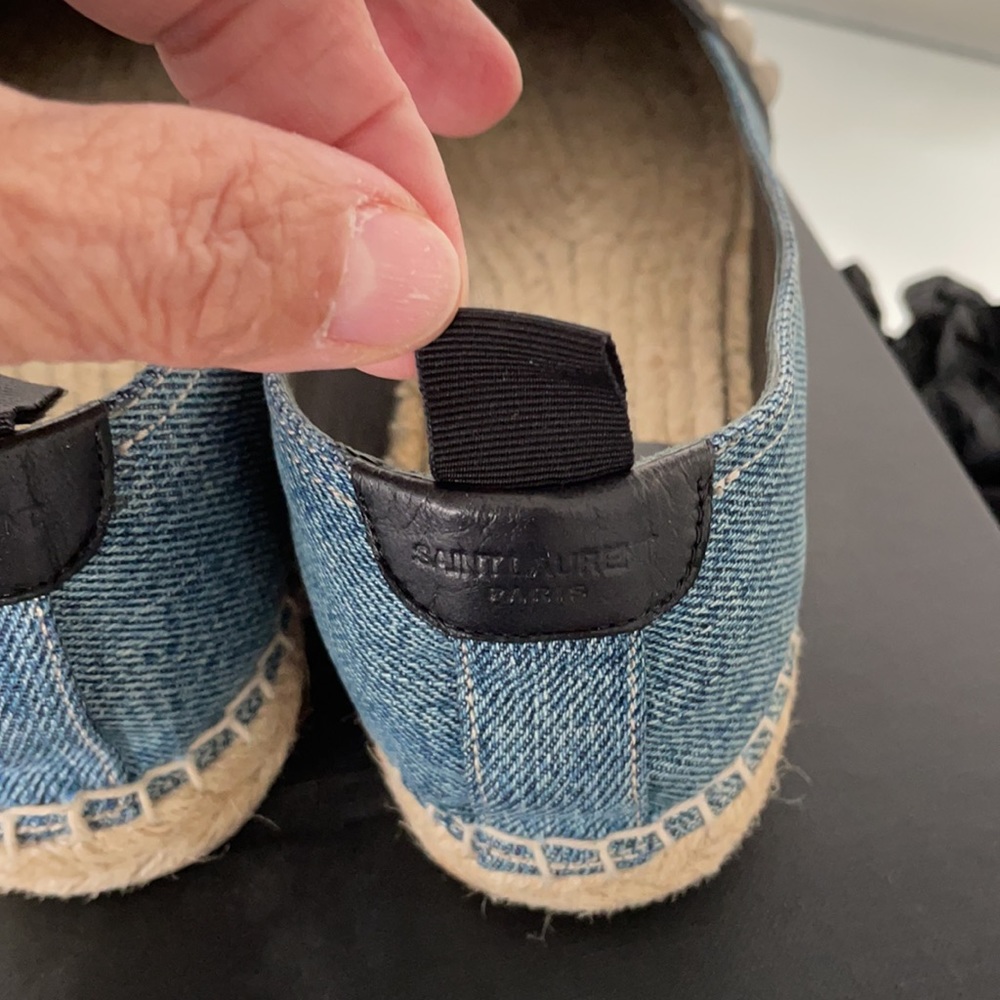 Saint Laurent espadrille denim dirty/mat Napa light blue/Nero in the box - Picture 5 of 11